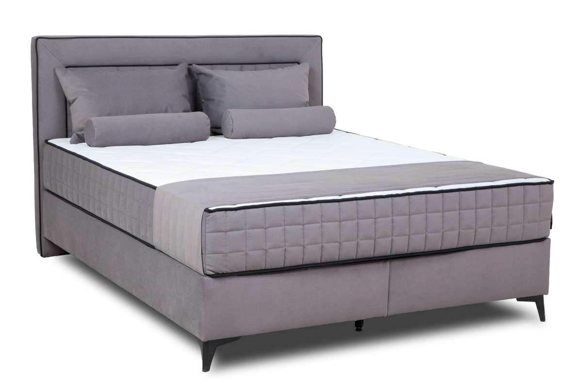 Łóżko tapicerowane z pojemnikiem Tesso popielate