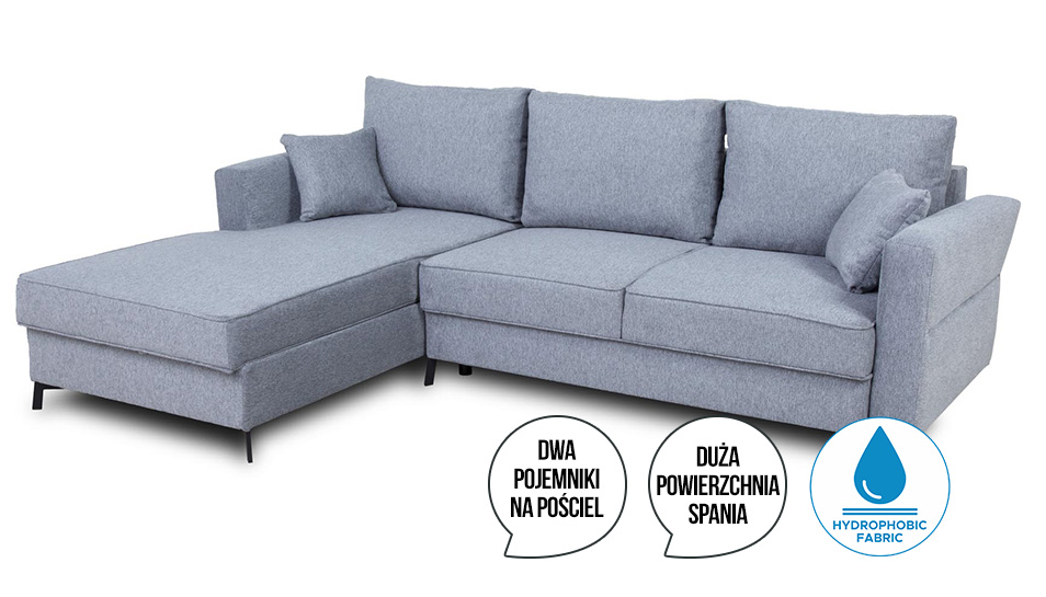 Narożnik rozkładany Davos P popielaty