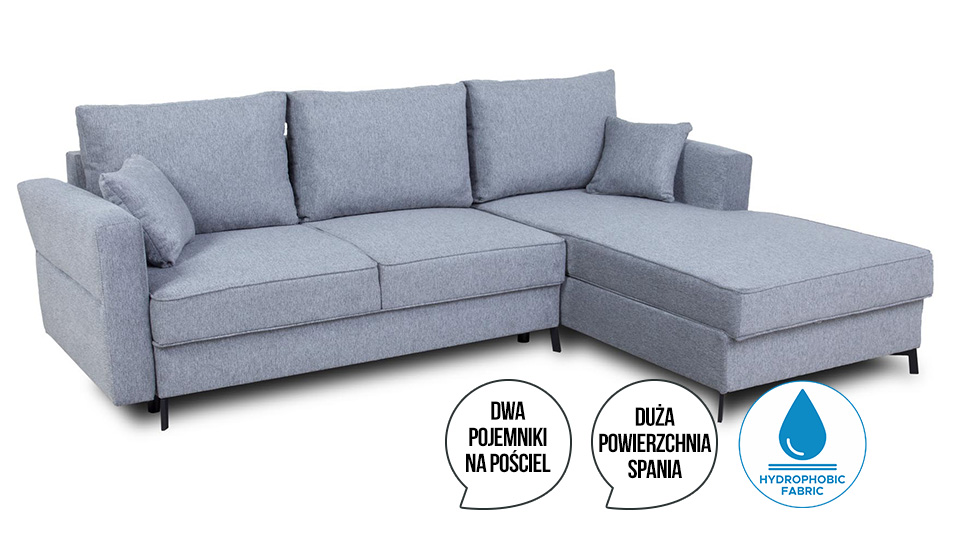 Narożnik rozkładany Davos L popielaty