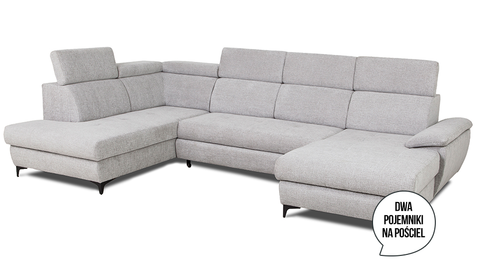 Narożnik z dwoma pojemnikami Harris prawy popielaty