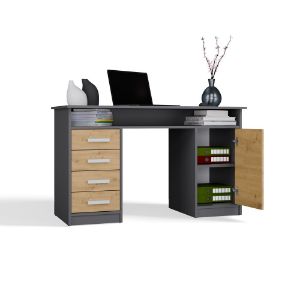 Obrazek Biurko Adela 125 cm 4S antracyt/dąb artisan
