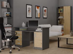 Obrazek Biurko Adela 125 cm 4S antracyt/dąb artisan