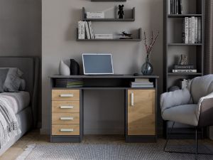 Obrazek Biurko Adela 125 cm 4S antracyt/dąb artisan