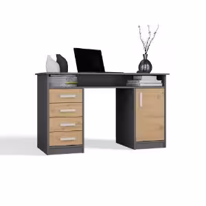 Obrazek Biurko Adela 125 cm 4S antracyt/dąb artisan