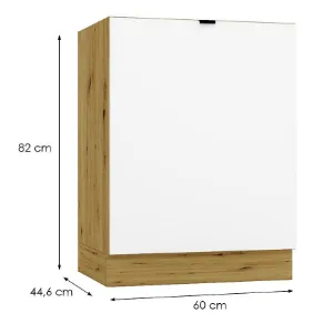 Obrazek Szafka Kuchenna Cosmo Gianna D60zl P/L Biała Alaska/Dąb Artisan