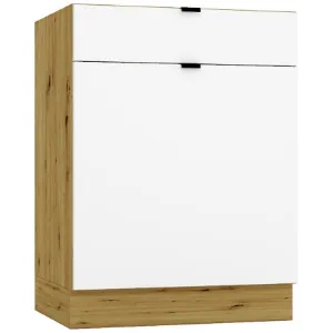 Obrazek Szafka Kuchenna Cosmo Gianna D60s/1 P/L Biała Alaska/Dąb Artisan