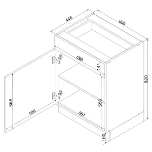 Obrazek Szafka Kuchenna Cosmo Gianna D60s/1 P/L Biała Alaska/Dąb Artisan