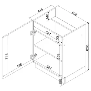 Obrazek Szafka Kuchenna Cosmo Gianna D60 Pc P/L Biała Alaska/Dąb Artisan