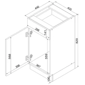 Obrazek Szafka Kuchenna Cosmo Gianna D40s/1 P/L Biała Alaska/Dąb Artisan