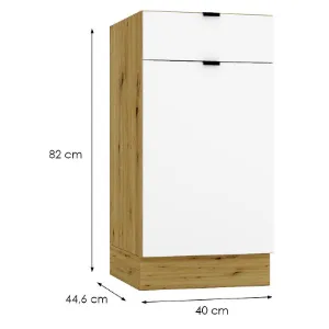 Obrazek Szafka Kuchenna Cosmo Gianna D40s/1 P/L Biała Alaska/Dąb Artisan