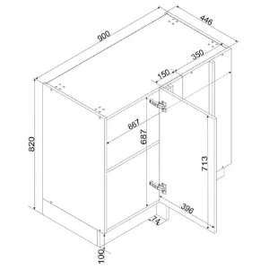 Obrazek Szafka Kuchenna Cosmo Gianna Dnp P/L Biała Alaska/Dąb Artisan