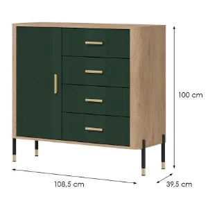 Obrazek Komoda Dante Dt08 Dąb Cremona/Zielony