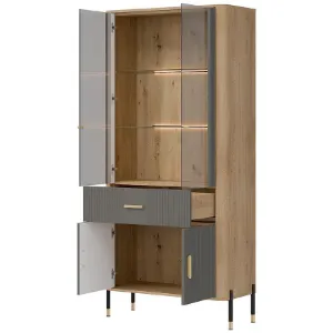 Obrazek Witryna Dante Dt14 Dąb Cremona/Szary