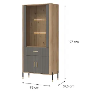 Obrazek Witryna Dante Dt14 Dąb Cremona/Szary