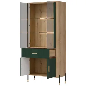 Obrazek Witryna Dante Dt14 Dąb Cremona/Zielony