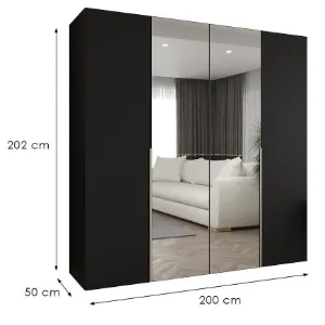 Obrazek Szafa Alicante II 200 czarny/srebrny