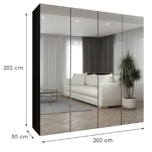 Obrazek Szafa Alicante III 200 czarny/srebrny