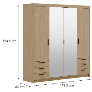 Obrazek Szafa Elena 4D 6S lustro dąb olejowany