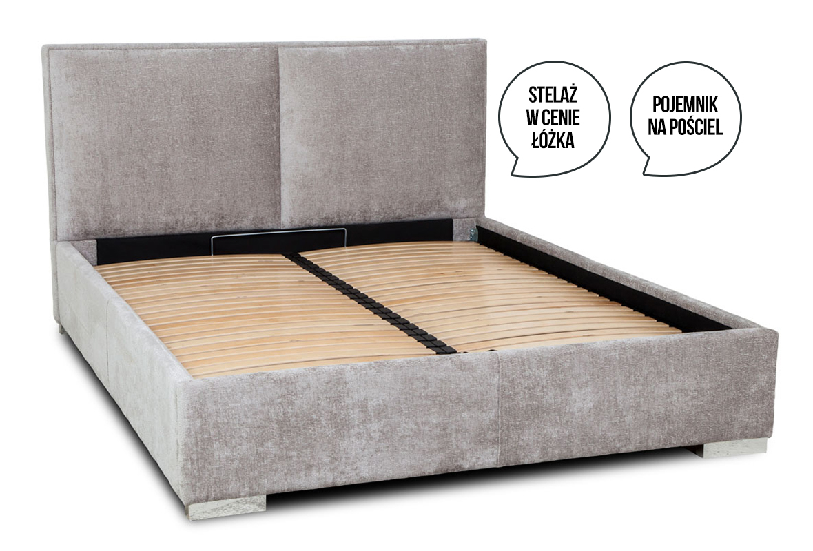 Łóżko tapicerowane Trenza 160x200 popiel