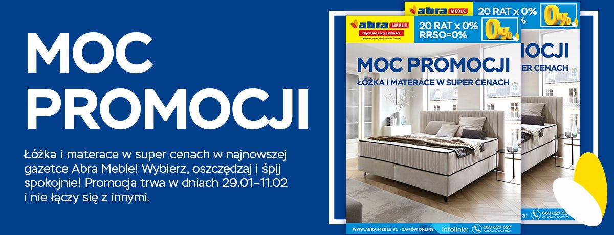 Łóżka i materace w supercenach w najnowszej gazetce Abra Meble!
