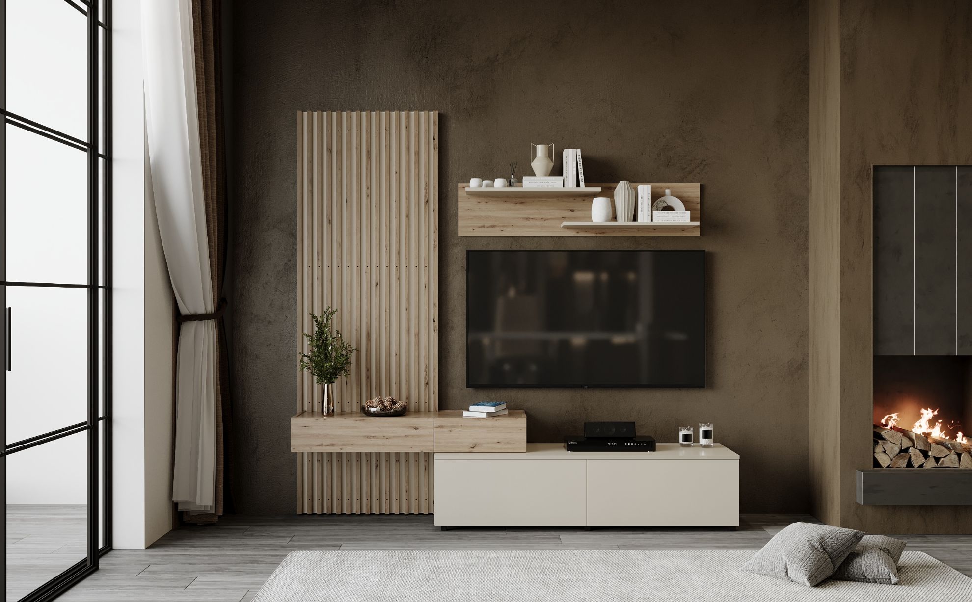 Meblościanka Plano dąb artisan/kaszmir