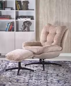 Obrazek Fotel z podnóżkiem - funkcja kołyski Elyuon beżowy