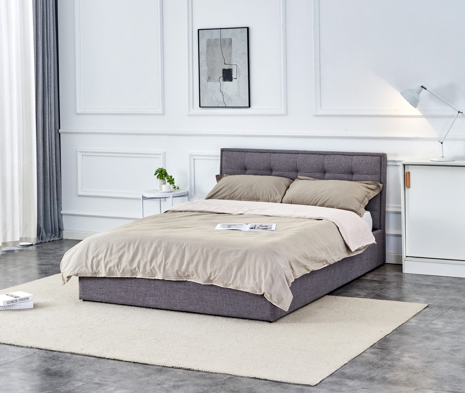 Łożko z pojemnikiem  Rivana popielaty
