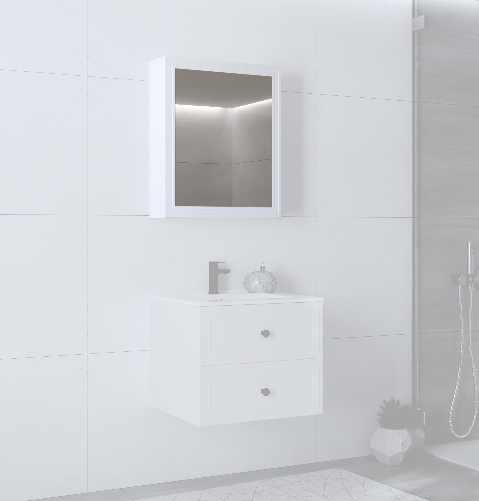 Szafka lustrzana Terra 70x60/1D biały