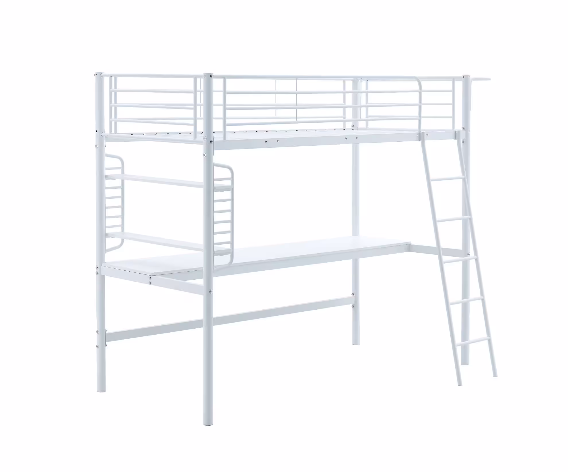 Łóżko Dolki piętrowe z biurkiem i organizerem białe