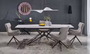 Obrazek Stół rozkładany Fredo biały marmur/czarny