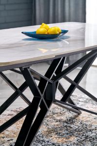 Obrazek Stół rozkładany Fredo biały marmur/czarny