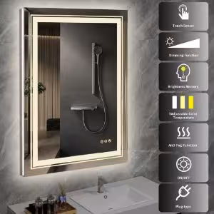 Obrazek Lustro ścienne łazienkowe Fileo srebrny