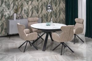 Obrazek Stół rozkładany Zeno biały marmur/czarny