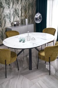 Obrazek Stół rozkładany Zeno biały marmur/czarny