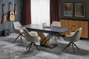 Obrazek Stół rozkładany Orin 140 czarny marmur/dąb złoty/czarny