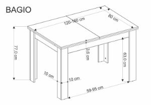 Obrazek Stół rozkładany Canto 120-160/80 cm dąb artisan/czarny