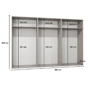 Obrazek Szafa Piano 1-300 (3x100) biały/czarny