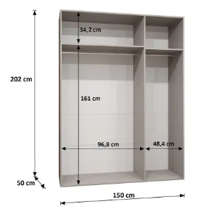 Obrazek Szafa Piano 1-150 biały/czarny