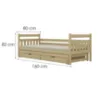 Obrazek Łóżko Dawid dodatkowe spanie + szuflady 80x160 naturalne, nielakierowane