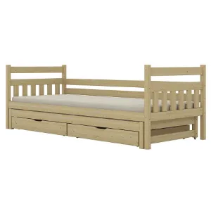 Obrazek Łóżko Dawid dodatkowe spanie + szuflady 80x200 naturalne, nielakierowane
