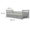 Obrazek Łóżko Dawid dodatkowe spanie + szuflady 80x180 szary