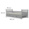 Obrazek Łóżko Dawid dodatkowe spanie + szuflady 90x180 szary