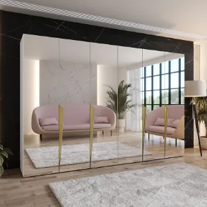 Obrazek Szafa Piano 3-300 (2x150) biały/złoty