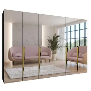 Obrazek Szafa Piano 3-300 (2x150) czarny/złoty