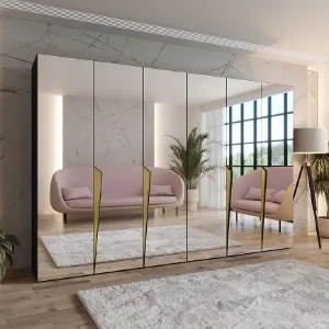 Obrazek Szafa Piano 3-300 (2x150) czarny/złoty