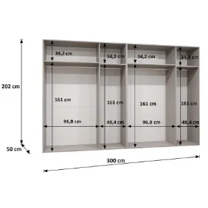 Obrazek Szafa Piano 3-300 (2x150) kaszmir/czarny