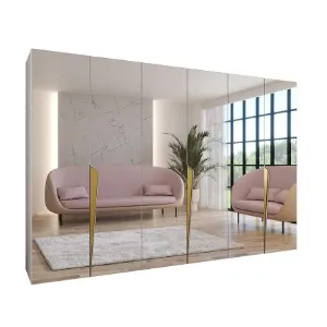 Obrazek Szafa Piano 3-300 (3x100) biały/złoty