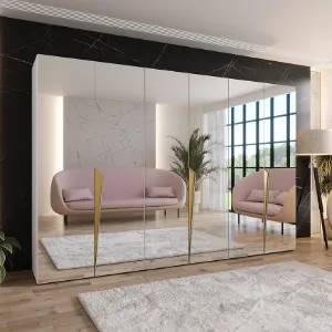 Obrazek Szafa Piano 3-300 (3x100) biały/złoty