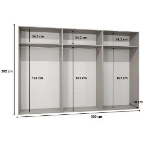 Obrazek Szafa Piano 3-300 (3x100) czarny/czarny