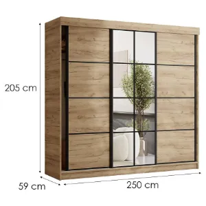 Obrazek Szafa Tanger Z Lustrem 250 Dąb Craft Złoty